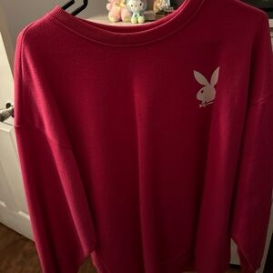 PLAYBOY Fuchsia Crewneck with Iconic Logo